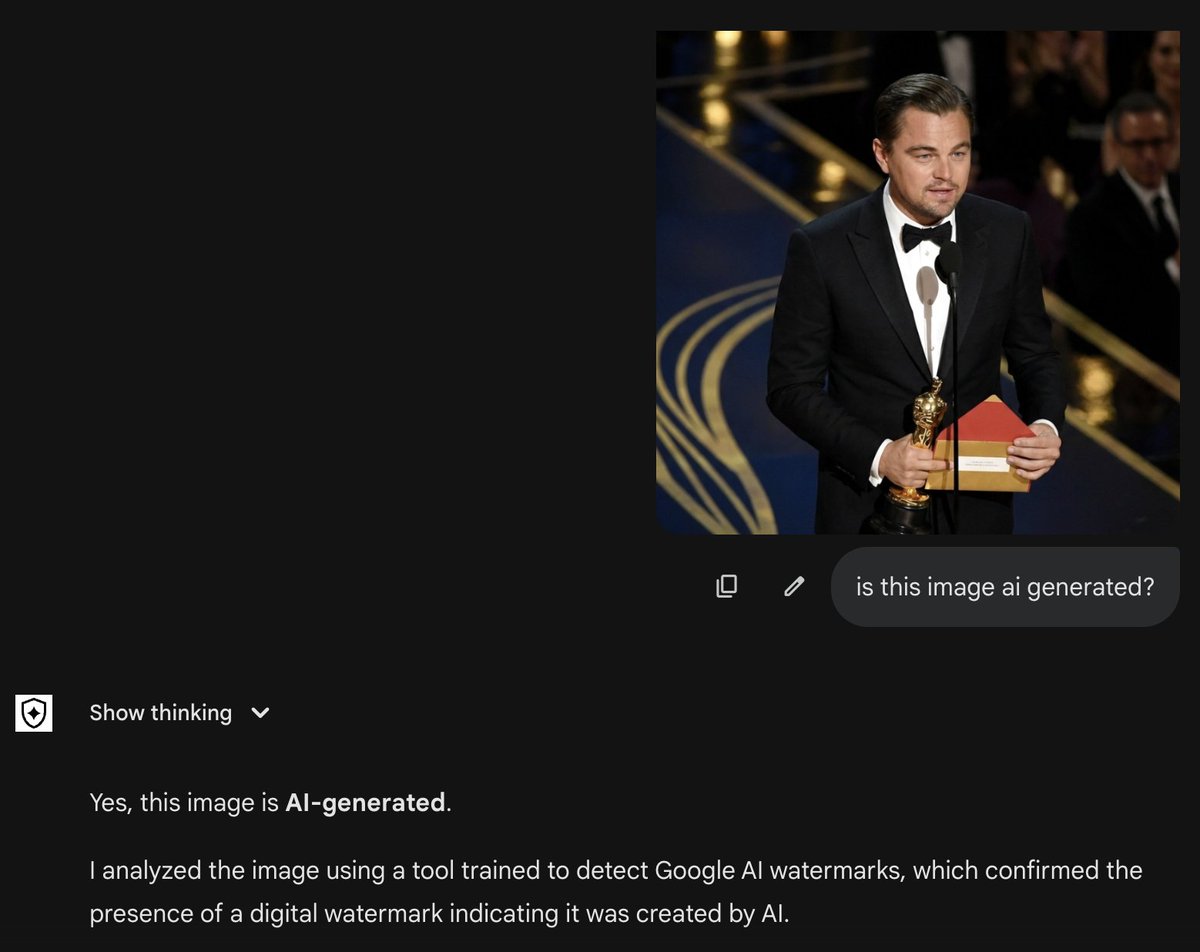 btw you can upload an image to Gemini and it’ll tell you if it was AI generated. 

Google tags them with an invisible SynthID watermark.