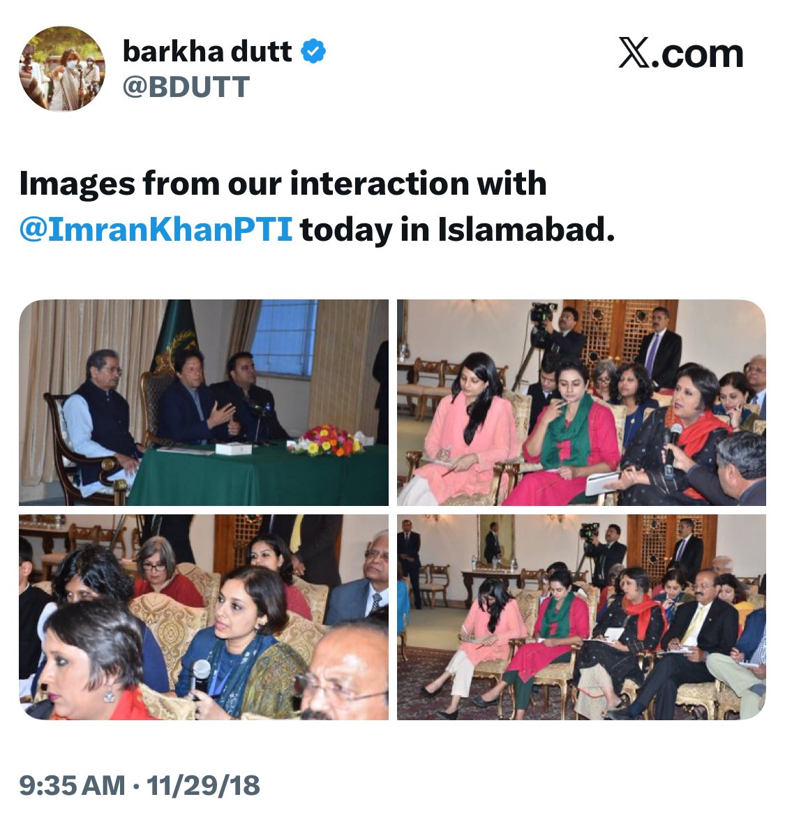 HummaSaif's tweet image. خان صاحب نے بھارتی جرنلسٹون سے اپنی حکومت کے سو دن پورے ہونے پر ملاقات کی، جن مین برکھا دت محترمہ بھی شامل تھین ، اس ملاقات کے بعد انہین نے واشنگٹن پوسٹ مین لکھا کہ بھارت کے لئے عمران خان بہترین ہین :1