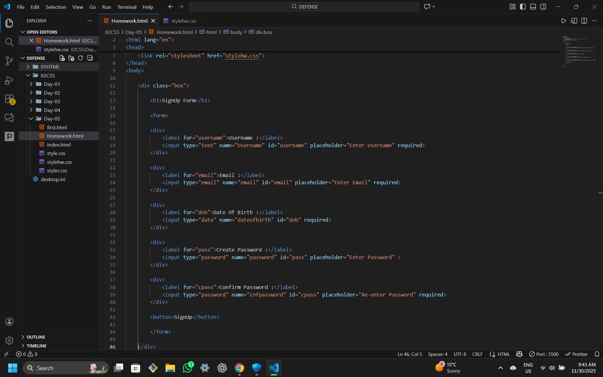 Shivam_thisside's tweet image. #CoderArmy 
Dived deeper inside Flexbox in CSS .
I always feared starting CSS but i can bet
it is the best CSS course whoever wants to start it from scratch .
It feels great when you start understanding the thing which you once feared off 😊🧿
Built my first SignUp Form .
