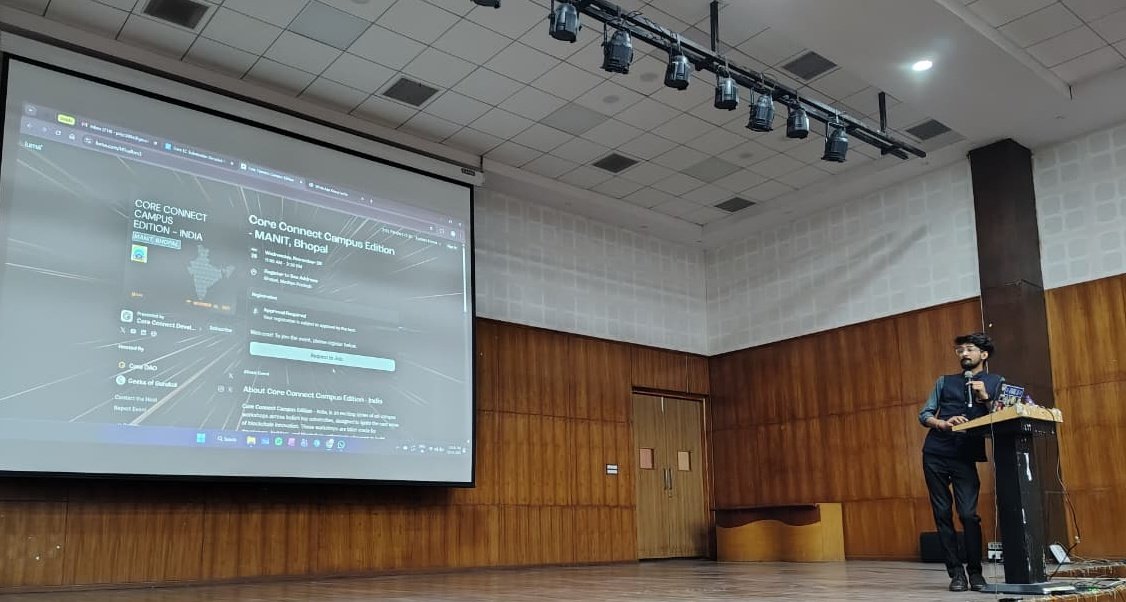 corechain_devs's tweet image. 📚 Blockchain learning in action 🚀

The Core Connect Campus Edition Workshop at @manitbpl introduced students to the Web3 and blockchain fundamentals and showed how to build dApps on @Coredao_Org that create real-world impact and unlock new revenue for Bitcoin. 🏗️🔶