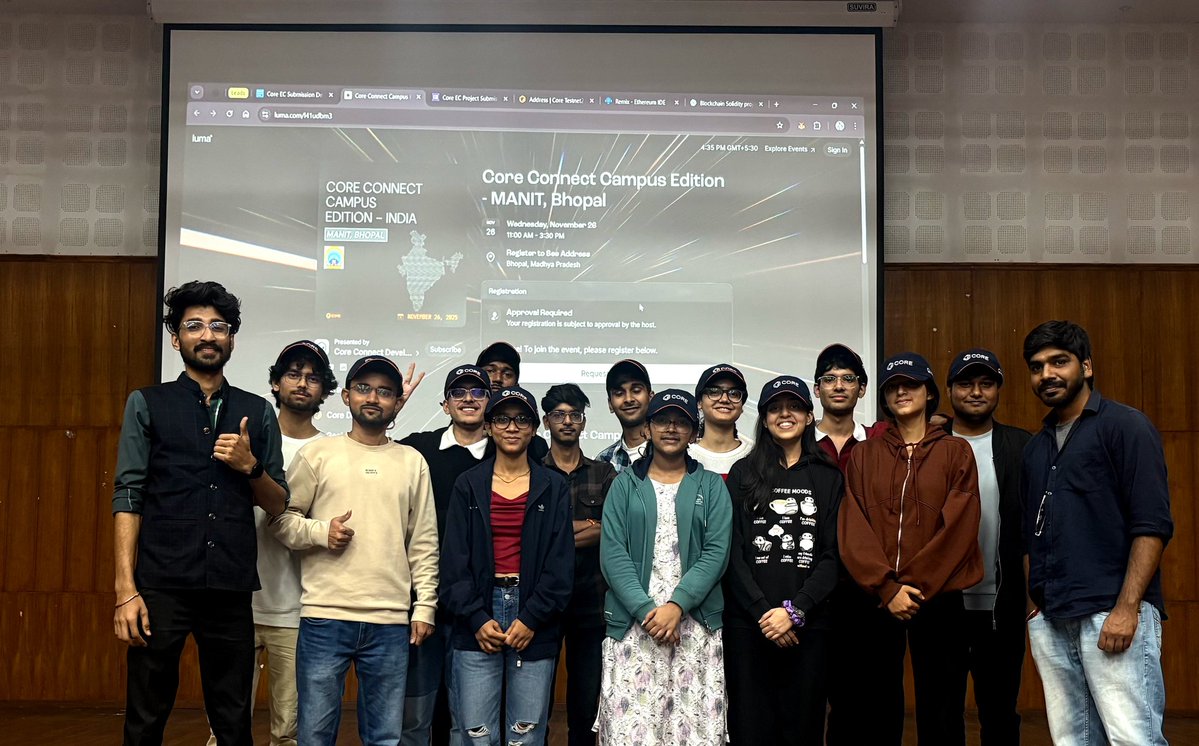 corechain_devs's tweet image. 📚 Blockchain learning in action 🚀

The Core Connect Campus Edition Workshop at @manitbpl introduced students to the Web3 and blockchain fundamentals and showed how to build dApps on @Coredao_Org that create real-world impact and unlock new revenue for Bitcoin. 🏗️🔶