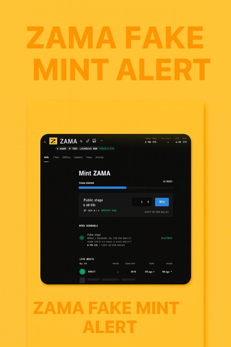 Fahtima98's tweet image. 🚨 Zama Fake Mint Alert 🚫

A fake Zama OG NFT Mint is spreading claiming 0.88 ETH mint
Don’t send any ETH  it’s 100% scam.

Real Zama OG NFTs are earned through the Creator Program only
Always check official @zama updates

Stay safe Stay sharp

#ZamaCreatorProgram
