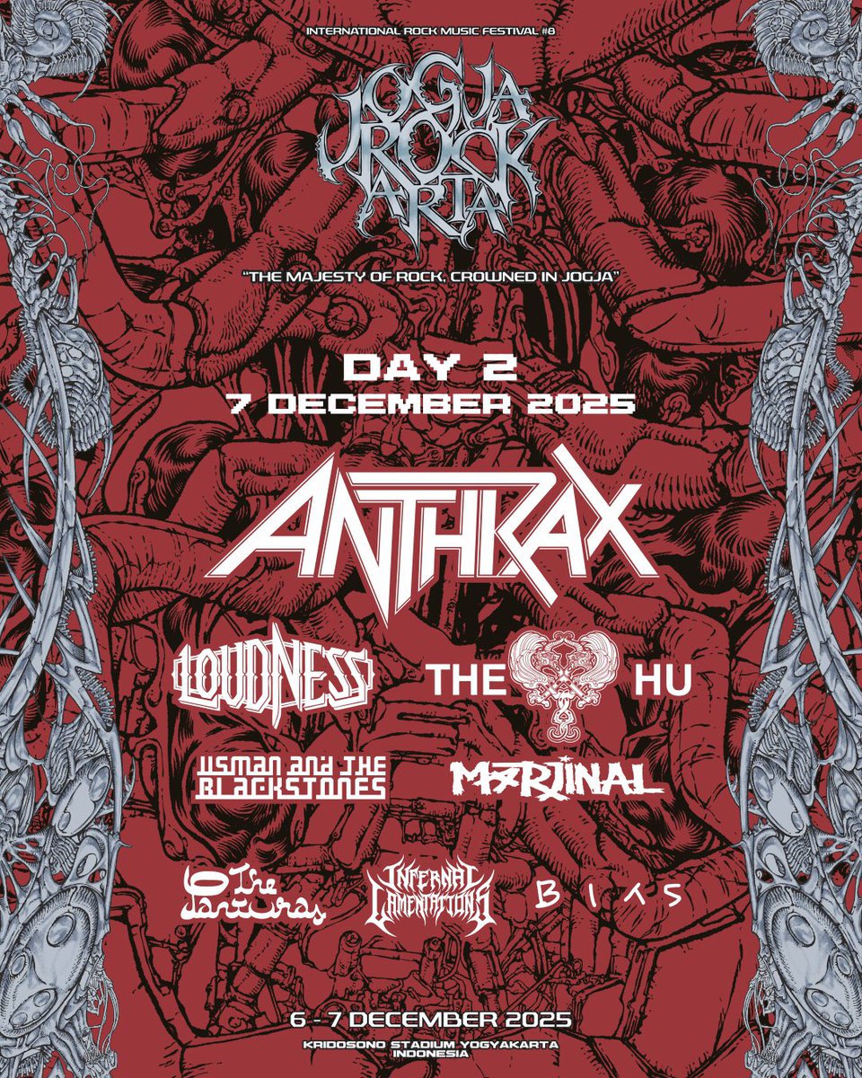 EVENT_INDONESIA's tweet image. Perhelatan musik rock internasional kembali hadir di Yogyakarta, Indonesia.

JogjaROCKarta 2025 akan menghadirkan deretan musisi legendaris dari dalam dan luar negeri.

Saksikan kemegahan panggung rock pada 6–7 Desember 2025 di Kridosono Stadium Yogyakarta.

#JogjaROCKarta2025