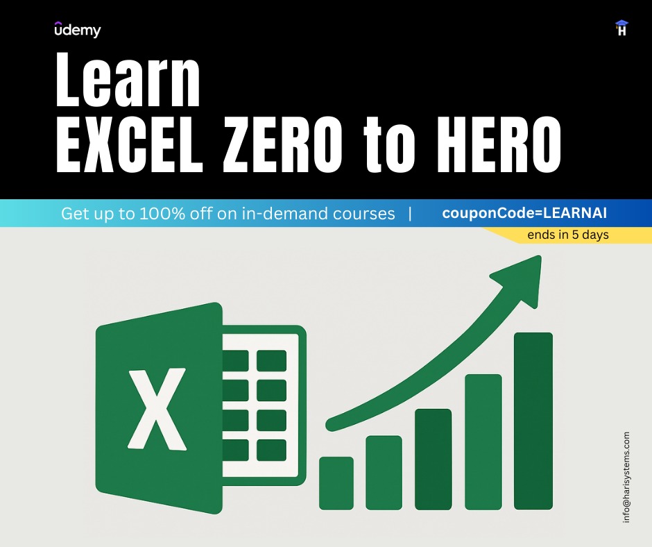 harisystems's tweet image. Excel Zero to Hero 2025: Practical Skills &amp;amp; Real-World Uses
udemy.com/course/microso…
#excel #formulas #ai #blackfriday #offer #udemy #free #harisystems