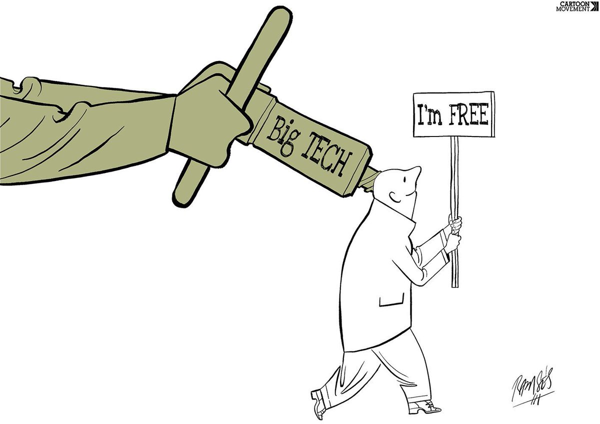cartoonmovement's tweet image. I&apos;m free! Today&apos;s cartoon by Ramses. More cartoons: buff.ly/FYJh0hX

#BigTech #MindControl #freedom