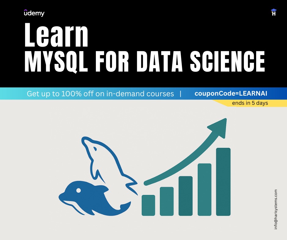 harisystems's tweet image. Learn MySQL from scratch for Data Science and Analytics
udemy.com/course/learn-m…
#mysql #datascience #ai #blackfriday #offer #udemy #free #harisystems