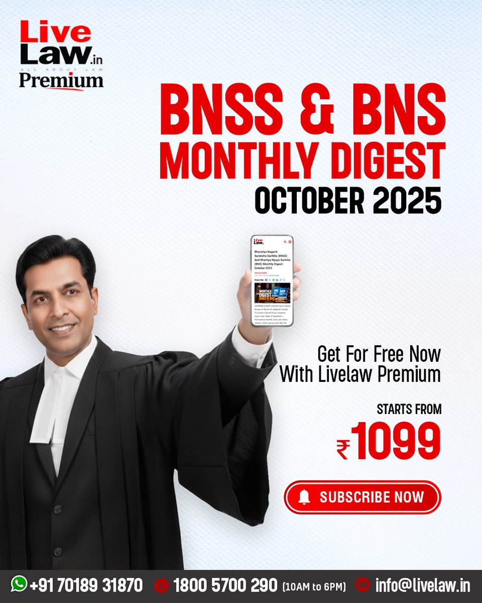 LiveLawIndia's tweet image. 💼 Never miss a key judgment again.
 LiveLaw Digests give you organized, reliable summaries of the most important rulings — updated every month.

📘 Included free with LiveLaw Premium.
 👉 Explore now: zurl.co/2caRk

#livelaw #judgmentdigest #legalupdates