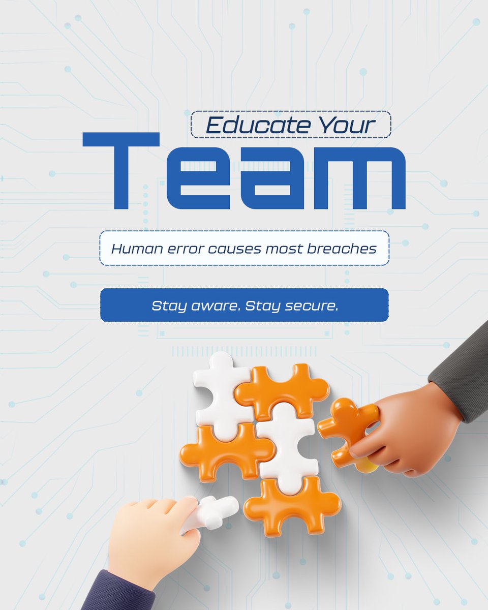 solistechnology's tweet image. Your digital ecosystem is only as strong as its weakest link.
Strong passwords, regular updates, and an aware team that’s your real firewall.
Stay aware. Stay secure.

#cybersecuritytips #DigitalSafety #SolisTechnology #CyberAwareness #DataProtection #onlinesecurity