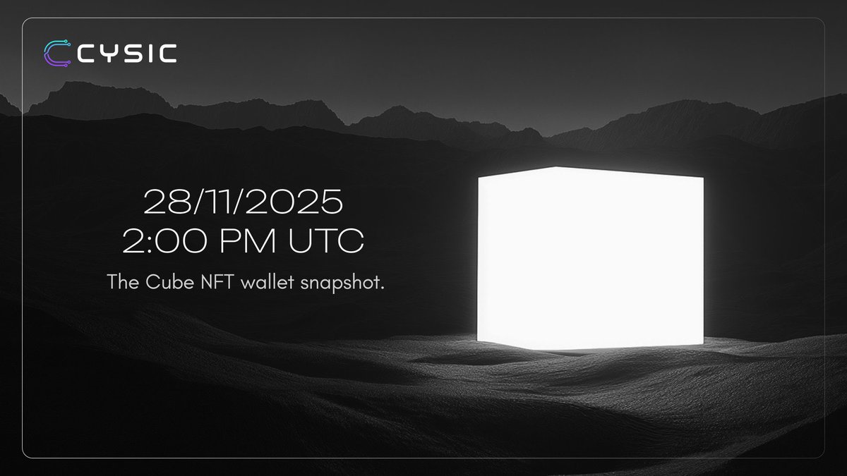 GM CT!!!

A quick reminder for everyone holding a <a href="/cysic_xyz/">Cysic (mainnet arc)</a> Cube 
The final snapshot is scheduled for today at 2 PM UTC.

Here’s what you need to know:

1. Cube transfers will be paused while the network captures the final snapshot

2. The wallet that holds your Cube at that