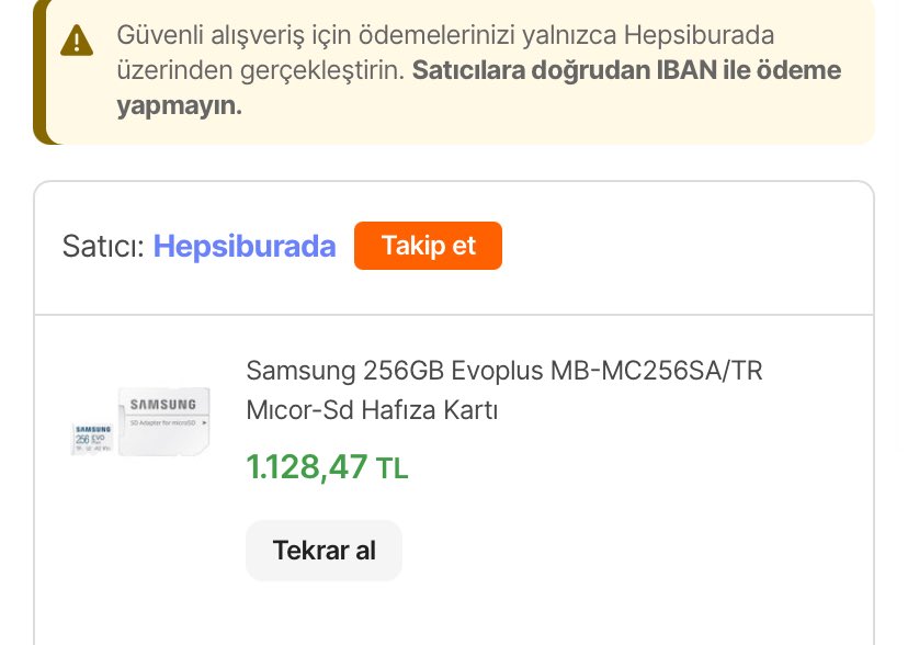 GuvenBedri's tweet photo. Dün 1128’e aldığım hafıza kartı bugün 1034’e düşmüş. Amazon olsa hemen para iadesi yaparda bınlar yapmaz ama @HBAysenur @hepsiburada https://t.co/6zpRY4TjNl