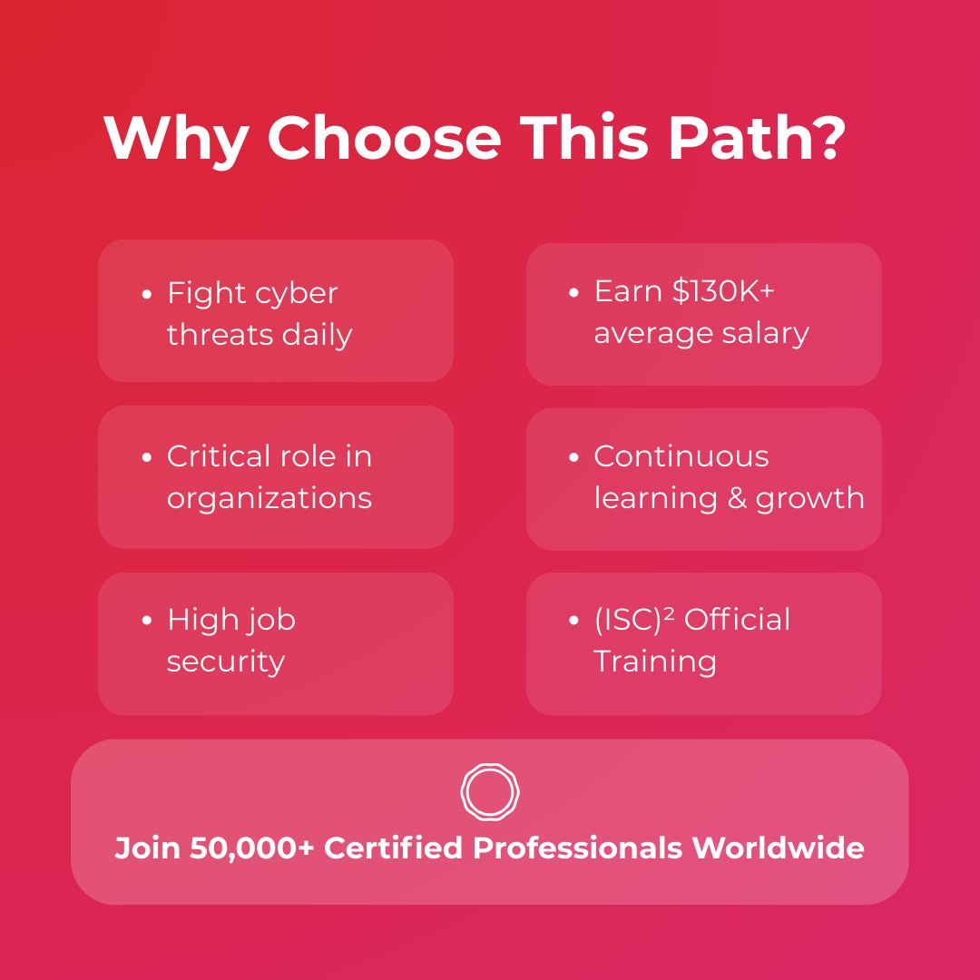 sterling_next's tweet image. 🔐 Break into Cybersecurity!
Certifications we offer:

CISSP® &amp;amp; CISA®
CISM® &amp;amp; CRISC®
CompTIA Security+
CEH (Ethical Hacking)

From defense to offense - master them all.
🌐 sterlingnext.com📩 DM us today!
#Cybersecurity #CISSP #CEH #EthicalHacking #TechCareers