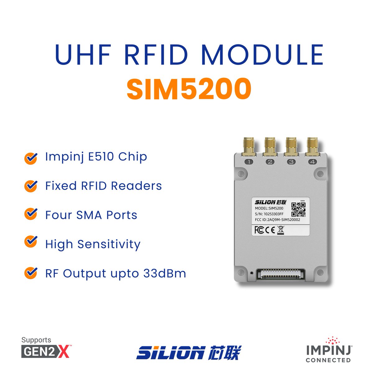 Buy 𝗨𝗛𝗙 𝗥𝗙𝗜𝗗 𝗠𝗼𝗱𝘂𝗹𝗲 𝗦𝗜𝗠𝟱𝟮𝟬𝟬 .
Visit us!
en.silion.com.cn

#uhfrfidmodulesim5200 #SIM5200 #rfidtechnology #rfidsolutions #RAINRFID #rfidmodules #uhfrfid #siliontech #rfidreader #RFID #UHF #IoT #Logistics #SupplyChain #InventoryManagement