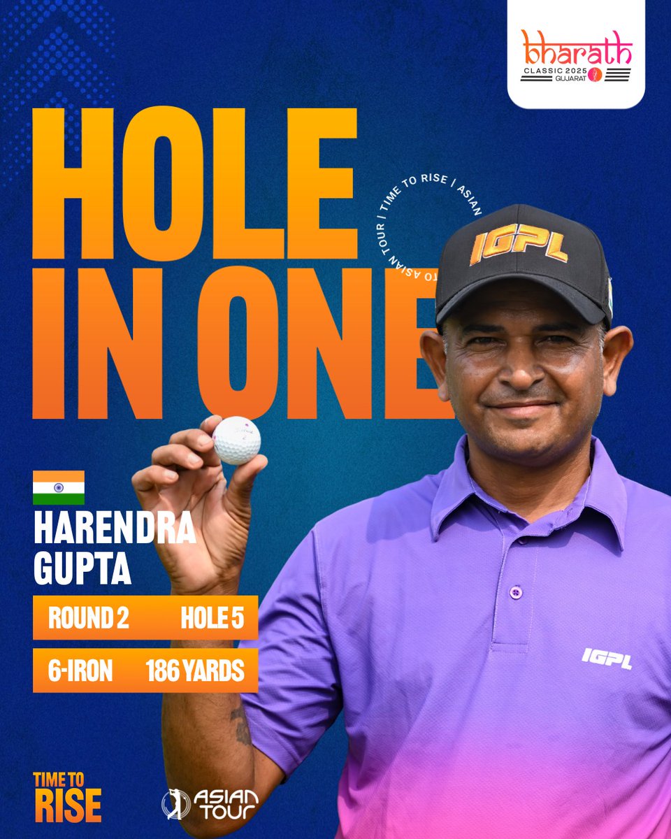 asiantourgolf's tweet image. HOLE IN ONE ALERT 🎯

India&apos;s Harendra Gupta records the second ace of the day, striking perfection on Hole 5!

linktr.ee/asiantourgolf #BharathClassic2025 #TimeToRise