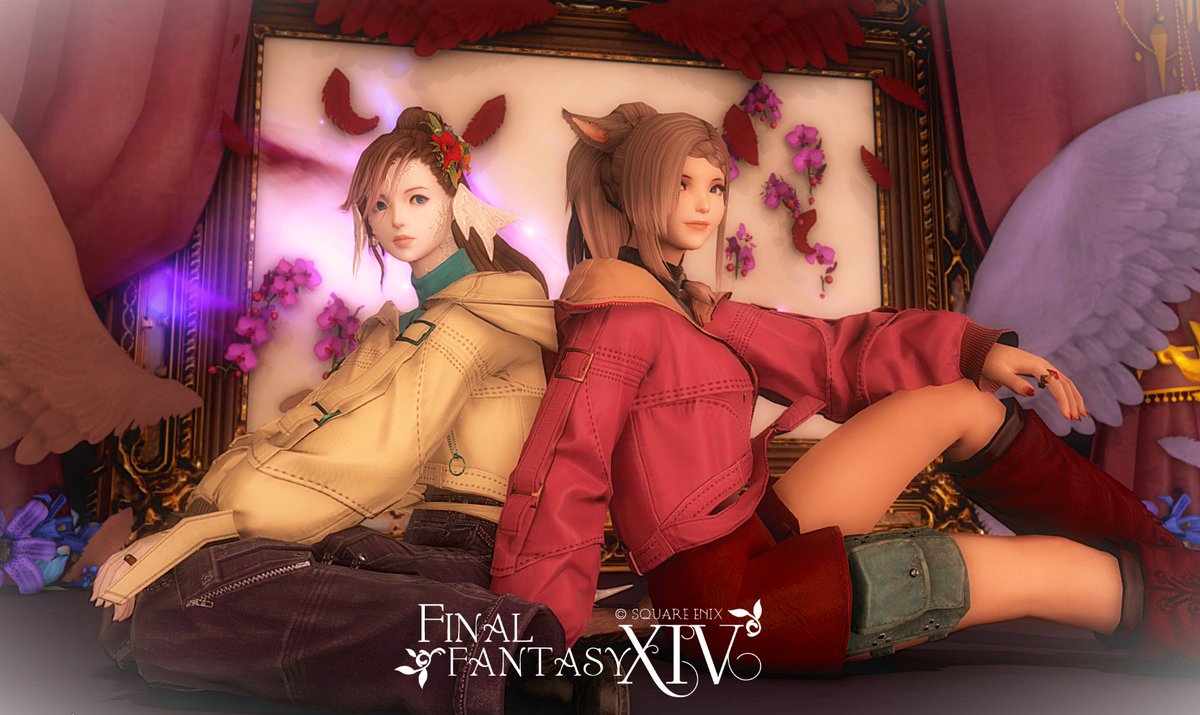 りりちゃん遊びに来てくれたので
新部屋プラダの『紫-Purple』で📸✨

可愛いのいっぱい撮れたから選ぶの大変💦
羽ちゃんミニ可愛くて守ってあげたくなっちゃう🫶

#FF14SS
#studio_suzune