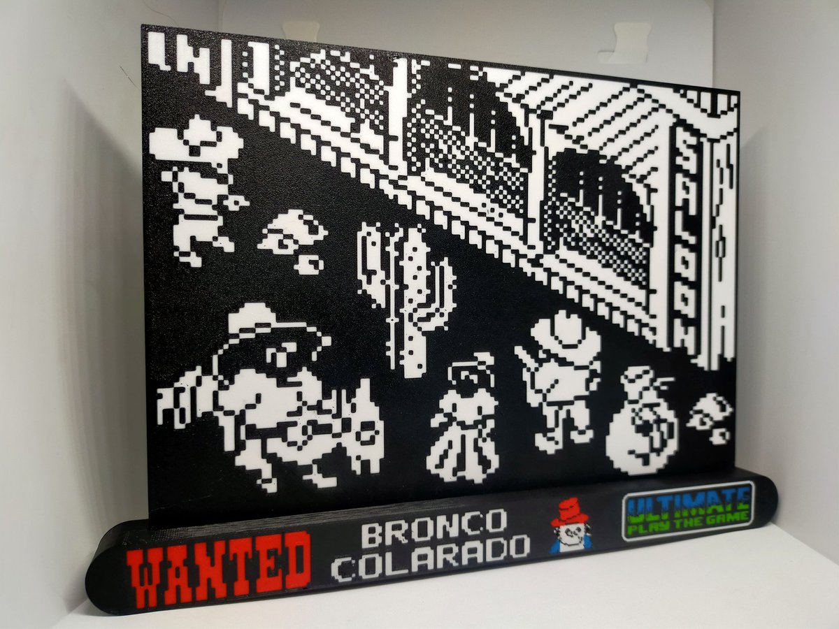 Gunfright circa 1985 on the #sinclair #zxspectrum as a unique 3D printed shelf display. When the market is flooded with the same old prints it's time to add something new! #shareyourgames  #RETROGAMING #8bit