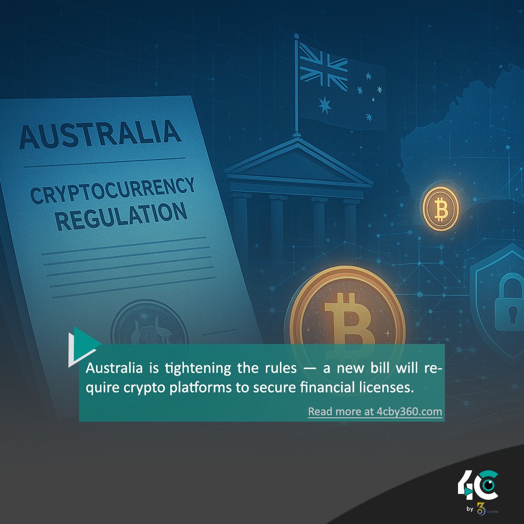 4cby360's tweet photo. Australia is tightening the rules — a new bill will require crypto platforms to secure financial licenses, bringing stronger oversight for users.
https://t.co/MNAYsAhAR4
#Australia #CryptoRegulation #BlockchainNews #Crypto #DigitalAssets #CryptoLaw #GlobalRegulation https://t.co/UrNfFCCHhG