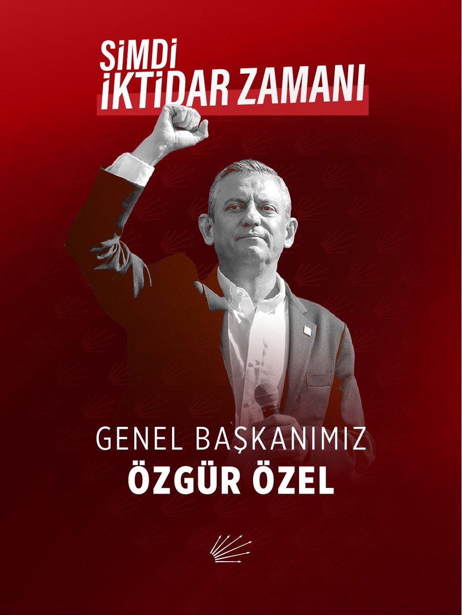 Türkiye’nin birinci partisi Cumhuriyet Halk Partisi, Genel Başkanımız Özgür Özel ile iktidara yürüyor. 

#ŞimdiİktidarZamanı