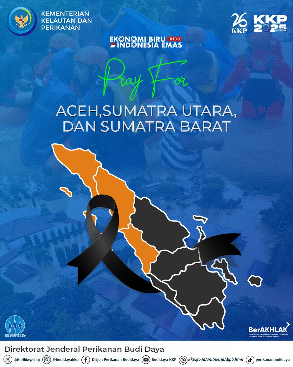 Pray for Aceh, Sumatra Utara, Sumatra Barat

Semoga musibah banjir dan longsor yang melanda segera berakhir, keadaan dapat segera pulih serta masyarakat yang terdampak diberikan kekuatan dan keselamatan.

#25TahunKKP
#KKPGOID
#PanganBiru
#prayforsumatra