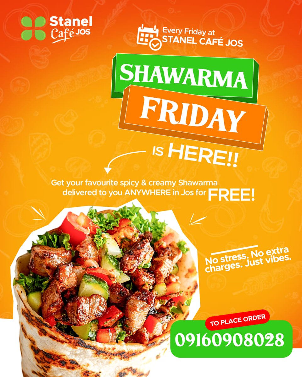 🌯🔥 Shawarma Friday! 🔥🌯
Enjoy FREE DELIVERY on every shawarma order today! 🚚💨

📞Call/WhatsApp: 09160908028

Don’t miss out — order now and enjoy the weekend vibes! 😋
