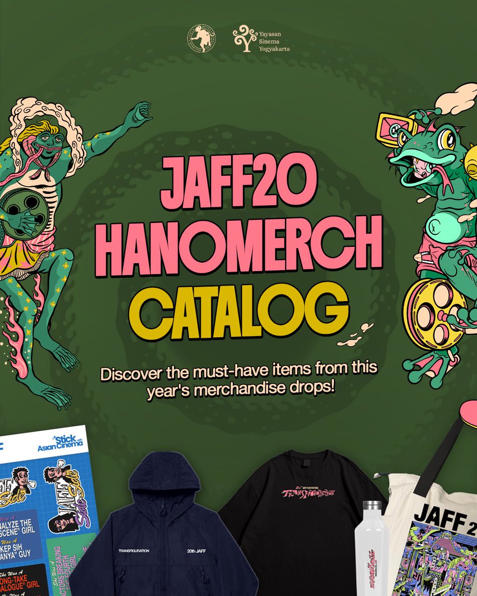 JAFF20 merch is here! Take a look at the must-have items from this year’s Hanomerch collection.

See the full lineup: jaff-filmfest.org/hanomerch 
And come find us at the Hanomerch booth, Empire XXI!

#JAFF20 #JAFFJogja