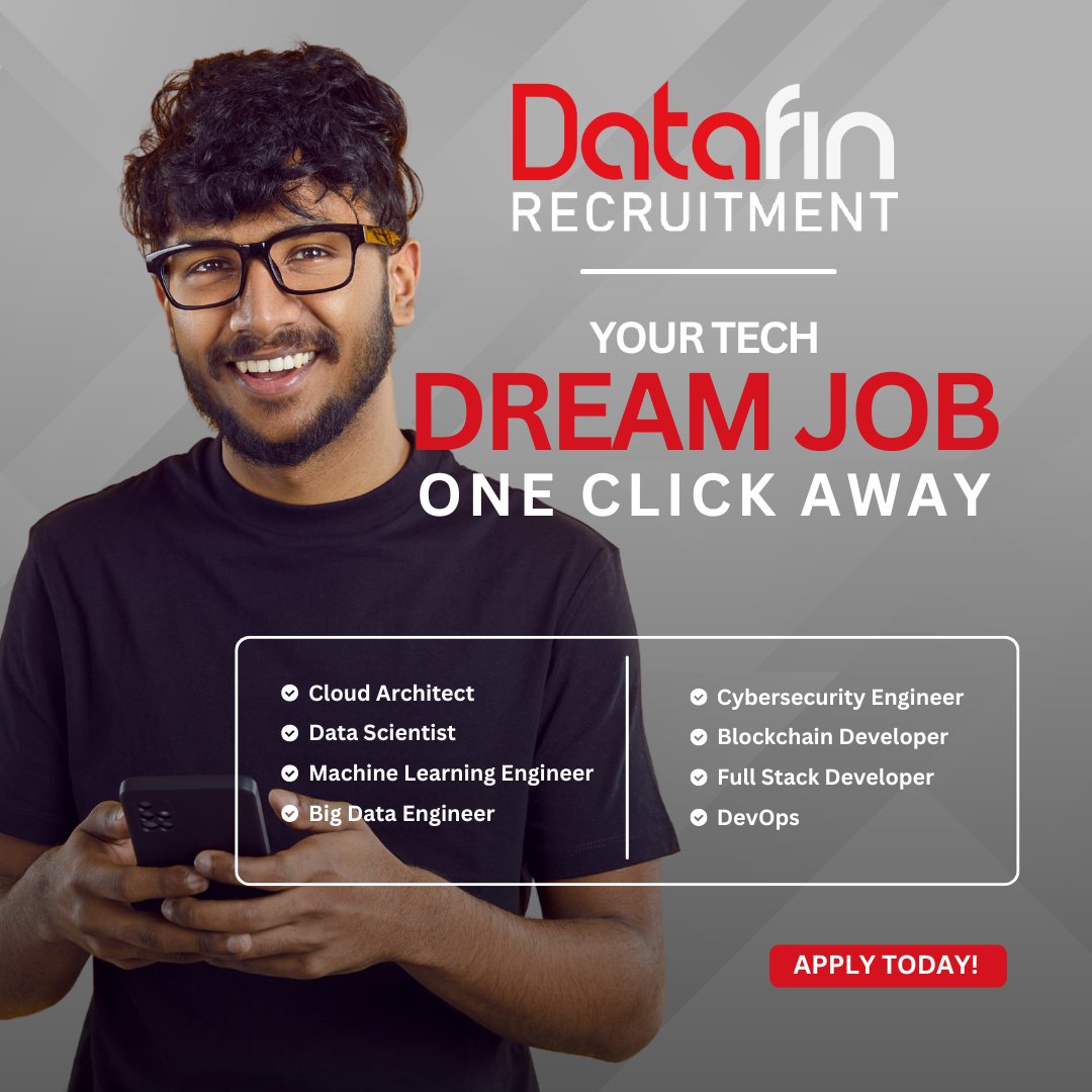 DatafinSA's tweet image. For a new and exciting career, check out our many opportunities available on our website!

datafin.com  

#DatafinRecruitment #JobPostings #JobOpportunities #CareerOpportunities #TechRecruitment #CareerGrowth  #JoinUs #DatafinCommunity #JobSearch #TechJobs