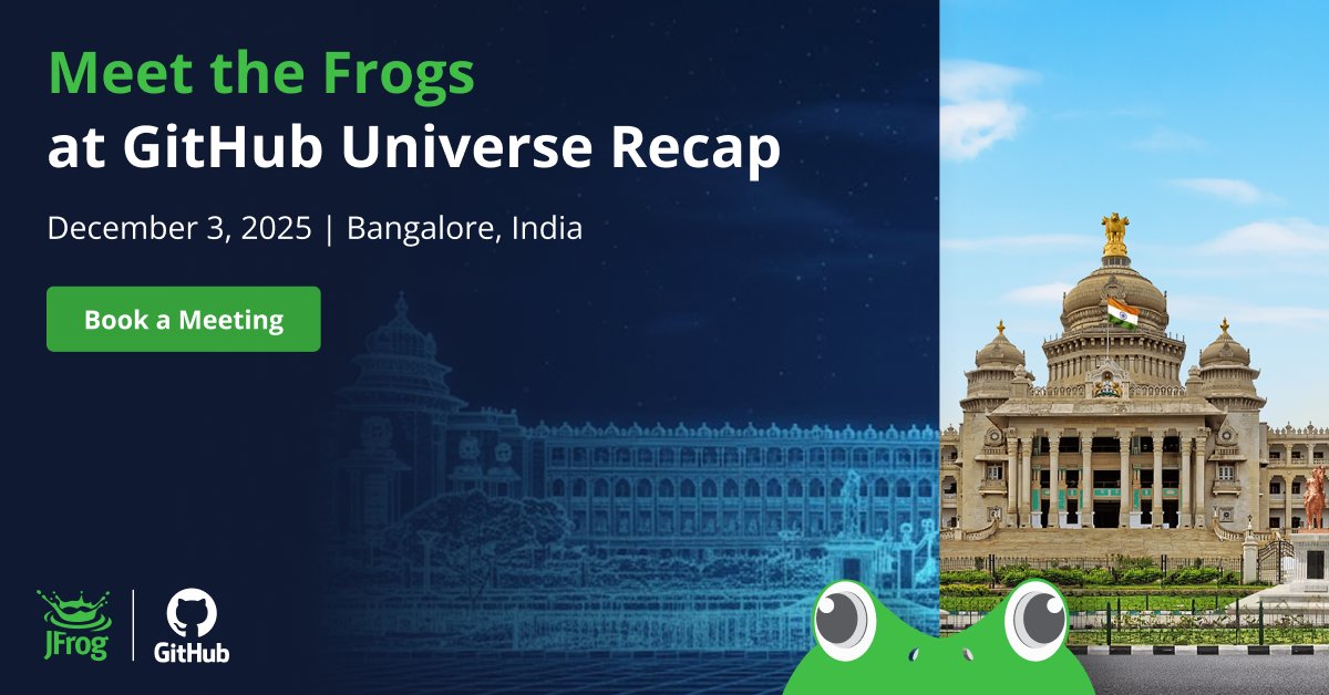 JFrogSecurity's tweet image. We’re heading to #GitHubUniverseRecap 2025 in #Bangalore — come meet the Frogs! 💚🐸 

Stop by the JFrog booth to see how JFrog × @GitHub power your #SDLC journey end-to-end.

Here’s what you’ll learn with JFrog × GitHub:
• How to streamline your entire #software development…