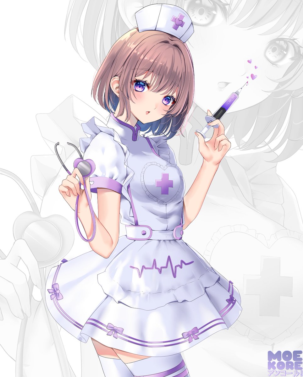 MoekkoisLove's tweet photo. Feeling a bit sick these days? Don’t worry, Nurse Moekko is here to take care of you💉🤍 https://t.co/GoSd3tnLVR