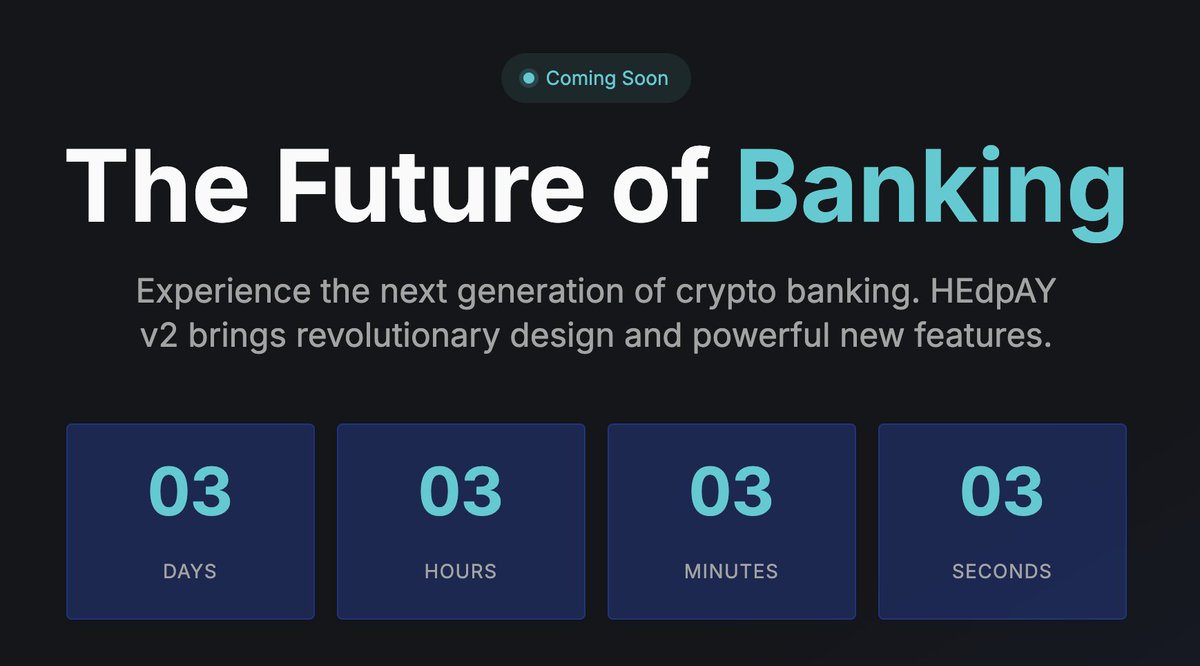 The future of finance just going live in 03 days &amp; we’re excited to welcome you to new #HEdpAY platform

HEdpAY brings #banking &amp; #blockchain into the next generation of digital finance #foryou to experience true hybrid banking

Visit my.hedpay.com &amp; get started #today