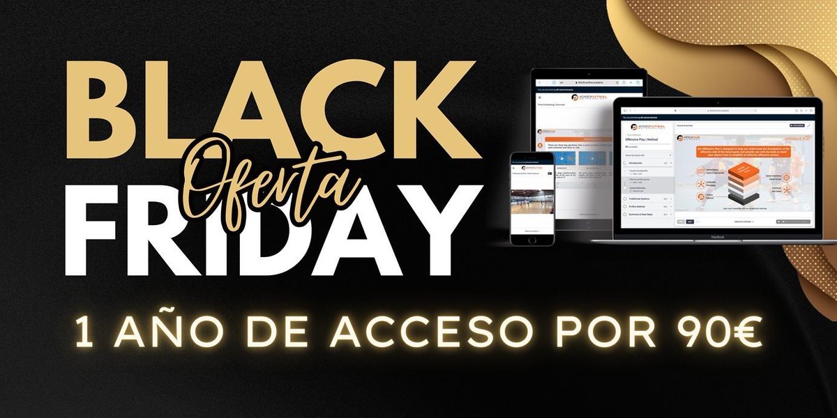 𝐔́𝐋𝐓𝐈𝐌𝐀𝐒 𝐇𝐎𝐑𝐀𝐒 - 𝐎𝐅𝐄𝐑𝐓𝐀 𝐁𝐋𝐀𝐂𝐊 𝐅𝐑𝐈𝐃𝐀𝐘 
⭐ POR SÓLO 90€
🎯 ACCESO A TODOS NUESTROS CONTENIDOS DURANTE 1 AÑO

Fórmate como entrenador y descubre nuevas maneras de trabajar tus equipos. Te enseñaremos todos los conceptos de nuestro deporte. Anímate!