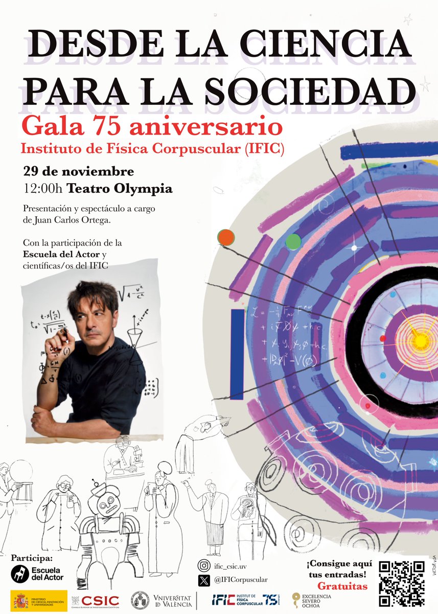IFICorpuscular's tweet image. 🥳 Os esperamos mañana, a las 12 horas, en el @teatroolympia (Calle San Vicente, 44). 🥳

Nuestra gran Gala 75 aniversario se acerca, y estamos muy felices de poder celebrar este acontecimiento abriendo la ciencia a la sociedad. 🤩

🎙️ Maestro de ceremonias: Juan Carlos Ortega.