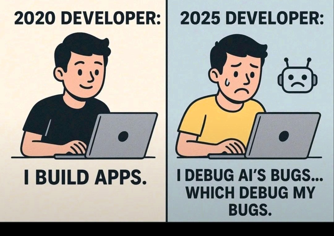 Chandra17081107's tweet image. Technology evolved.
The stress evolved more 😅
#DeveloperLife #AI #Coding