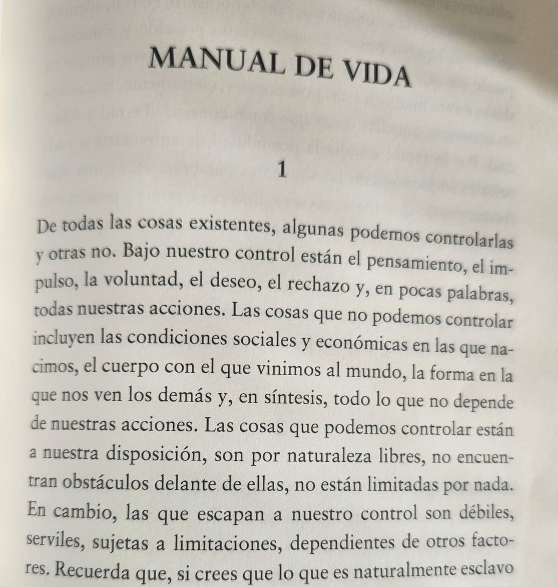 La primera página del Manual de Vida de Epicteto.