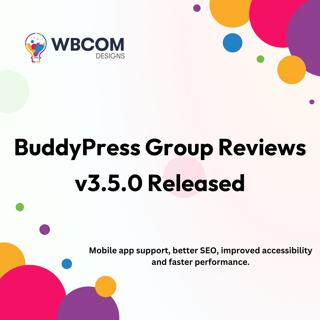 wbcomdesigns's tweet image. 🎉 BuddyPress Group Reviews v3.5.0 is out!
Mobile app support, better SEO, improved accessibility and key fixes for faster, smoother group reviews.
🔗 wbcomdesigns.com/changelog/budd…

#BuddyPress #WordPress #PluginUpdate #WbcomDesigns