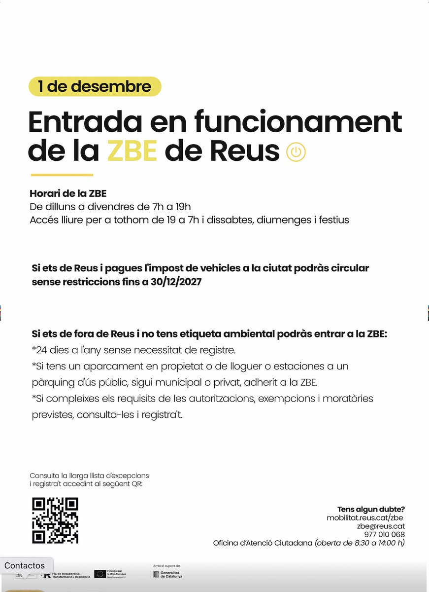 Reus activa la Zona de Baixes Emissions l'1 de desembre reus.cat/noticia/reus-a…