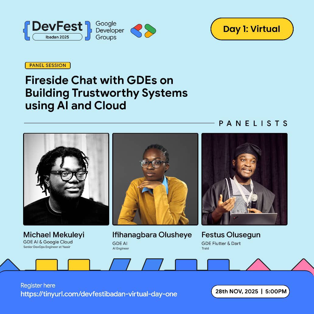 Join Us Today at 5PM,  Virtually!

We’re turning up the heat with a Fireside Chat with GDEs on one of the biggest topics shaping tech today:

🔥 *Building Trustworthy Systems with AI &amp; Cloud*

From ethical design to data protection, system reliability, and real-world safety