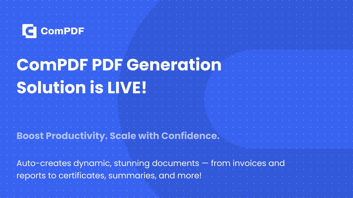 compdfkit's tweet image. It&apos;s here! 🚀 The ComPDF PDF Generation Solution is live.

Automate invoices, reports, and docs effortlessly.

✅ Dynamic Data
✅ Custom Templates
✅ Scalable &amp;amp; Reliable

Start Now! 👇
bit.ly/4obDxy9

#PDFAPI #ProductLaunch #Developers #SaaS #ComPDF