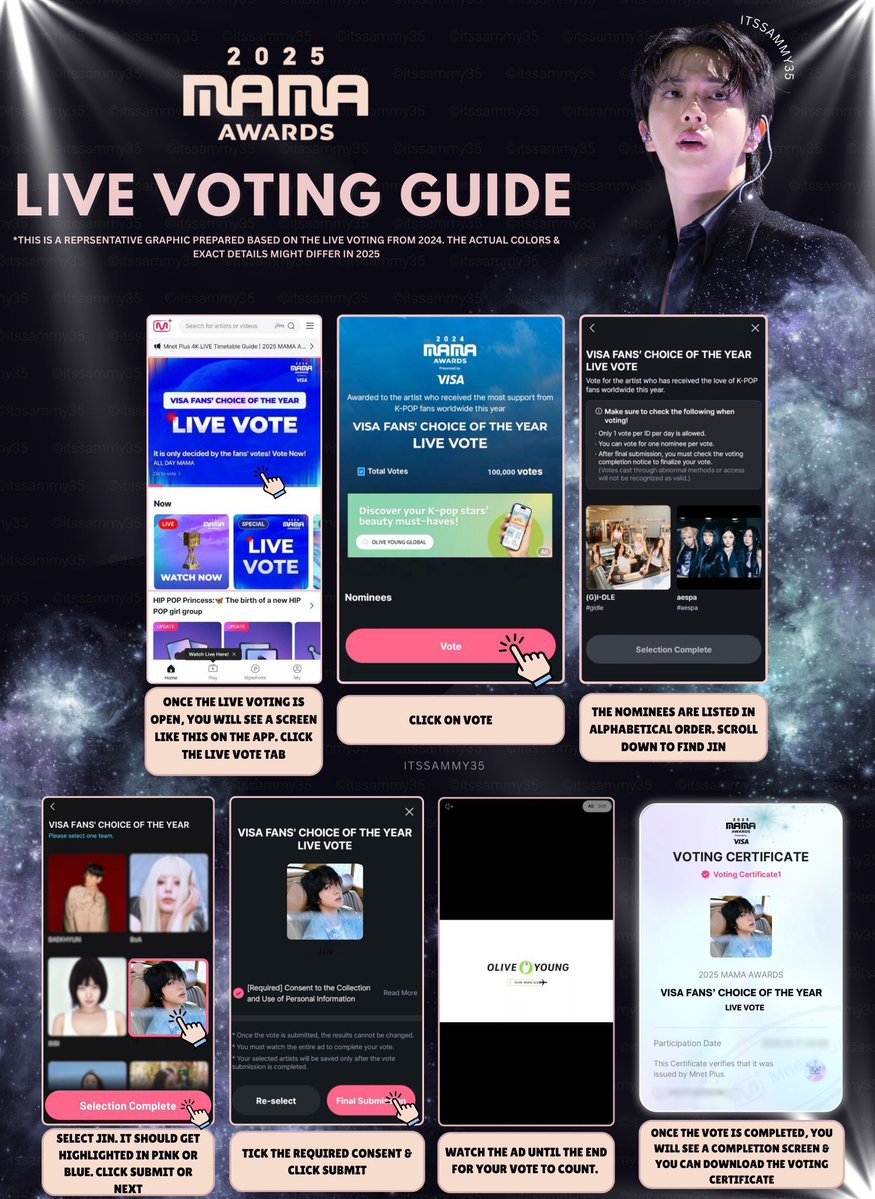 _BTSMoments_'s tweet image. 📣 ARMYs, Get ready for LIVE VOTING for MAMA 2025 &quot;Visa Fans’ Choice of the Year&quot; today, on Nov 28-29 at 7:30 PM KST..!

📌 Download &amp;amp; Check you Mnet App.
📌 Live voting will be held during the live show.
📌 Live voting counts for 10% of the total score