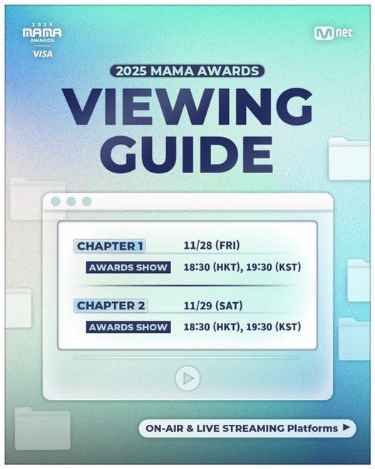 _BTSMoments_'s tweet image. 📣 ARMYs, Get ready for LIVE VOTING for MAMA 2025 &quot;Visa Fans’ Choice of the Year&quot; today, on Nov 28-29 at 7:30 PM KST..!

📌 Download &amp;amp; Check you Mnet App.
📌 Live voting will be held during the live show.
📌 Live voting counts for 10% of the total score