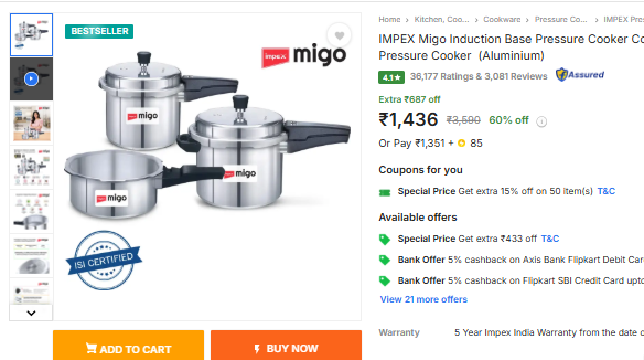 TechyBoostDeals's tweet photo. Impex 2L, 3L & 5L Pressure Cooker Combo @ ₹1,436
Buy link : https://t.co/cgZs3GEsmj
#Flipkart #Impex #PressureCooker https://t.co/9da9FSh28e
