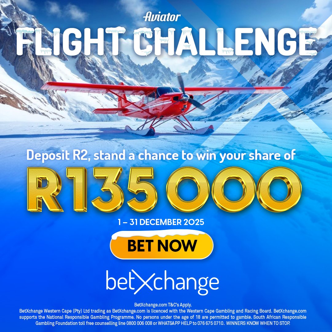 betXchange's tweet image. The Aviator Flight Challenge is here with R135,000 up for grabs. 🛩️🔥

1️⃣Win 10 rounds (minimum R2 bets)
2️⃣Bet R500 in a week.

First come, first serve! Take off now: betxchange.com/page/Promotions ✈️
#MzansiWins #RaceToWin #AviatorChallenge #FlyForCash