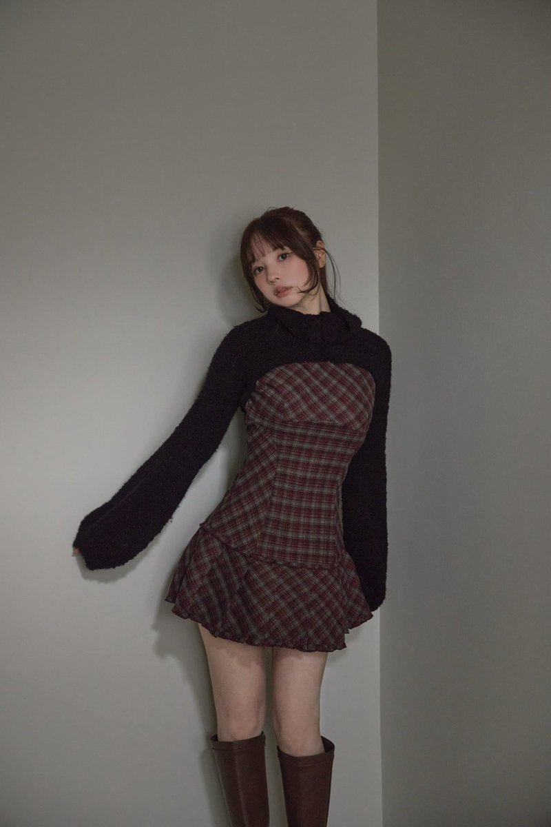 Lulu check set mini dress color red/black ¥18700-tax in 落ち着いた