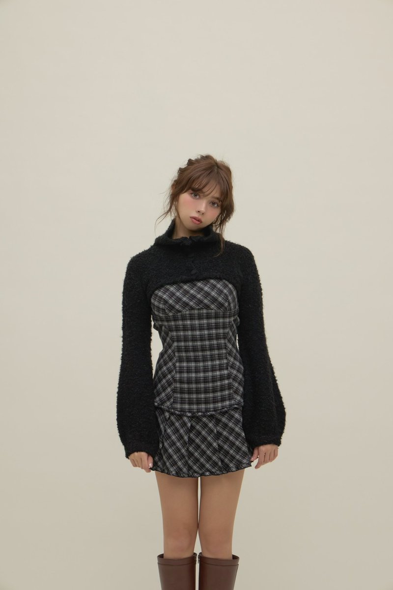 Lulu check set mini dress color red/black ¥18700-tax in 落ち着いた