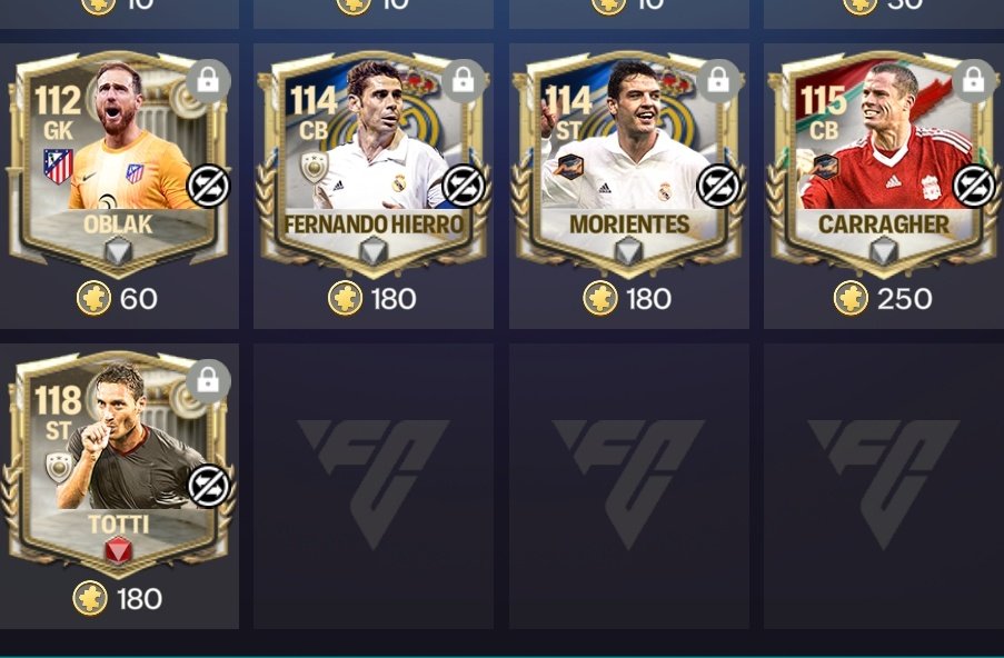 That's more like it.... Something higher than 113....
• 114 Hierro
• 114 Morientes
• 115 Carragher

2250 Shards once all have been exchanged.

Riise Claimed already.

Now, Do i get Gerrard and Xabi Alonso for signature Gerrard?

Or do I wait?

What is your best pack so far?