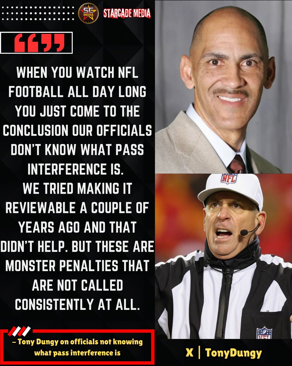 Tony Dungy has come to the conclusion that #NFL officials don't know what pass interference is.

<a href="/TonyDungy/">Tony Dungy</a>