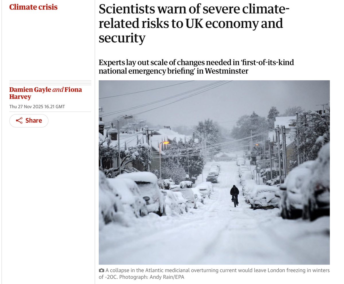 "Climate scientists" 🙄 have never correctly predicted anything, including the implosion of their own hoax. And, no, there is no chance anyone alive will live to see a collapse of the Atlantic currents that keep England warm. The most recent research, which corrected previous