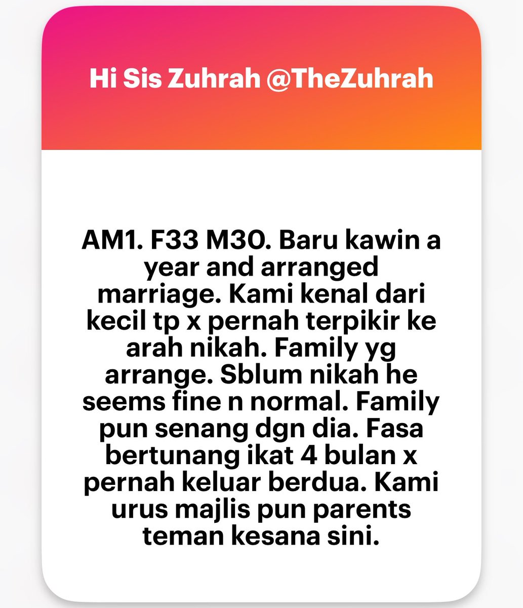 zuhrahx's tweet photo. AM1-5 . Arrange marriage. W terjumpa bukti H pernah langgan prostitute.
#traumacurang #How2R https://t.co/ISyqyFJnx4