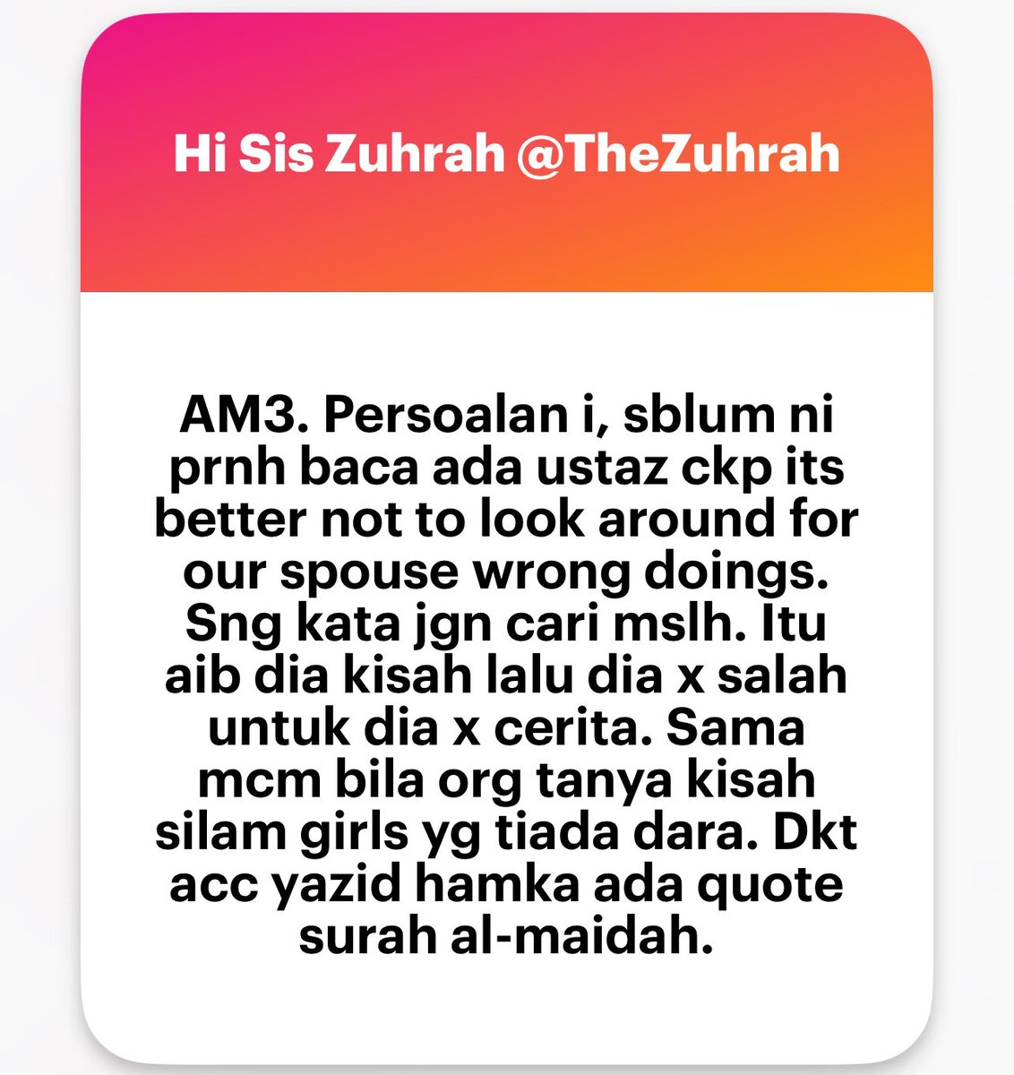 zuhrahx's tweet photo. AM1-5 . Arrange marriage. W terjumpa bukti H pernah langgan prostitute.
#traumacurang #How2R https://t.co/ISyqyFJnx4