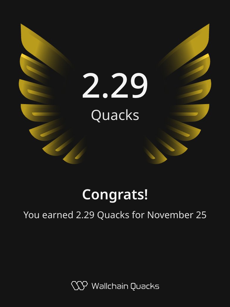 GM Just earned 2.29 Quacks on <a href="/wallchain/">Wallchain Quacks</a> in one day 🦆

Turn insights into rewards and climb the <a href="/trylimitless/">Limitless</a>   leaderboard 🥇