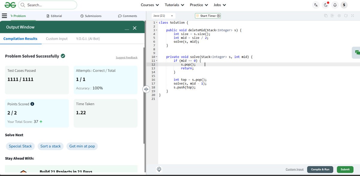 SaurabhSin8534's tweet image. 🎯DAY 85 of #100DaysOfCode 

&amp;gt;Solved 1 leet code medium question of stack.@LeetCode

&amp;gt;Solved 1 medium level question of stack @geeksforgeeks 

&amp;gt;Studied the concept of linked list @kunalstwt 

💻💻 final sem is so near .

#LeetCode #CodingJourney  #geeksforgeeks #LearningInPublic