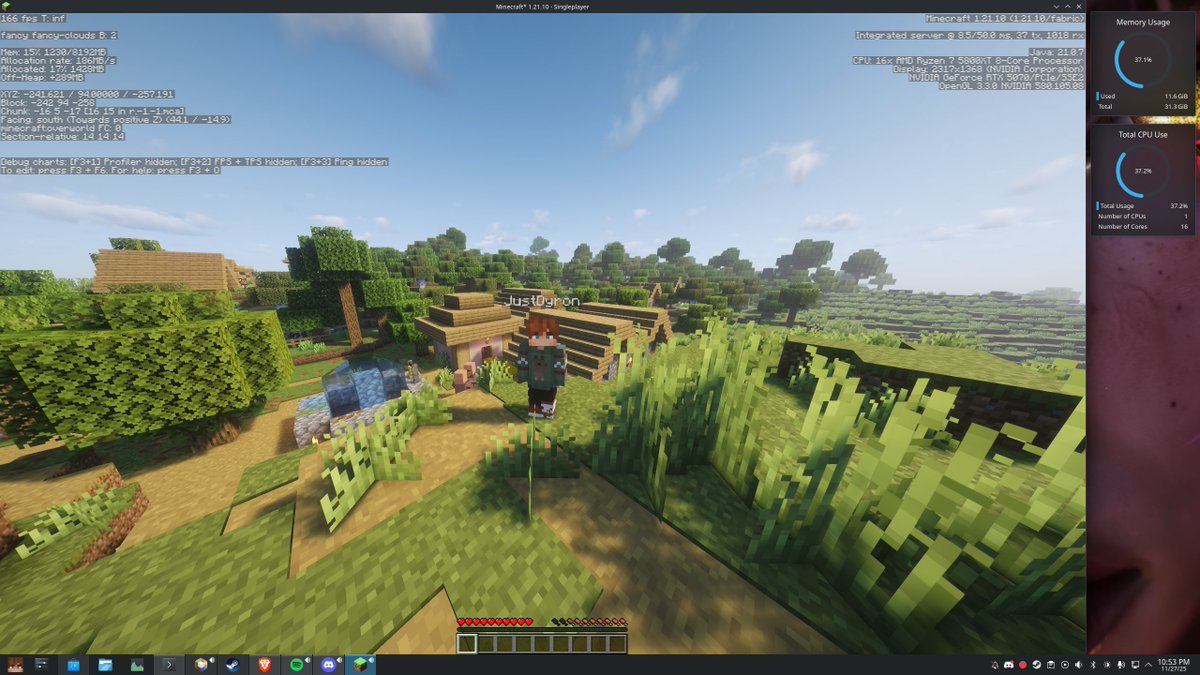 JustDyron's tweet image. LInux: 11 GB de uso en el sistema mientras comparto pantalla, uso Spotify y mantengo 10 pestañas abiertas del navegador :)

Y ya para rematar mas del doble de fps en el juego.

No odiamos lo suficiente a Windows.